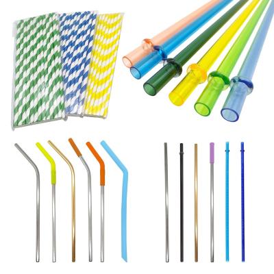 China Wholesale Viable Stainless Silicone Plastic Straw Straight Or Bend Straw Suitable Drinkable Safe BPA Free Reusable For Alomost Tumbles for sale