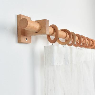 China Custom Made Wholesale Curtain Minimalist Rod Single Wood Roman Solid Wooden Rod for sale