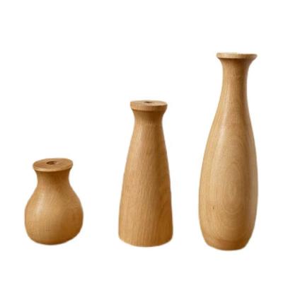 China Wholesale Elegant Wood Vase Home Style Homeware Factory CSL Solid Eco-friendly Wooden Vase Decoration Eco-friendly To Decor for sale