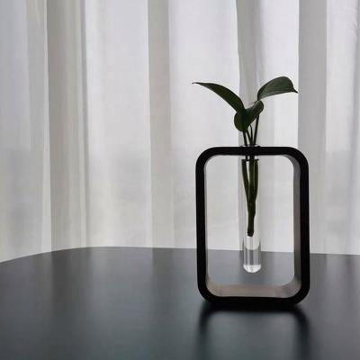 China Luxury Garden Crystal Vase Ornaments - wooden bottom straight glass creative household decoration crystal eco-friendly purchasing vase for sale