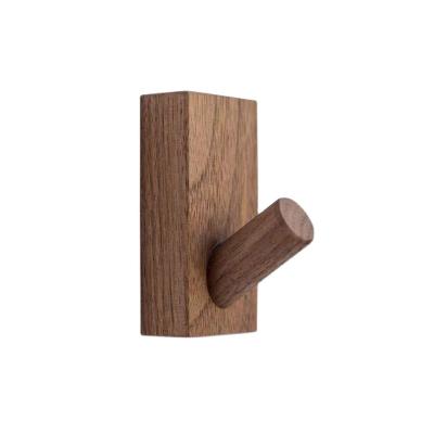 China Viable Screw Cloth Hanging Livroom Coat Hook Natural Solid Beech Walnut Wood Wall Hook for sale