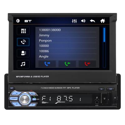 China Universal Car Radio mp5 Player Stereo 1Din Retractable Screen 7 Inch Car Radio Mirror Link Android Phone for sale