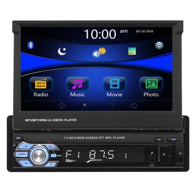 China Single Din Car HD Stereo Multimedia 1 Din 7 Inch Car DVD Player With Retractable Screen for sale