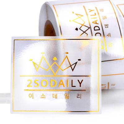 China Waterproof High Quality Custom Logo Sticker Clear Gold Foil Die Cut Packaging Labels Stickers Transparent Sheet for sale