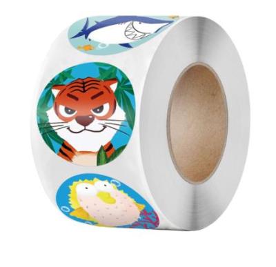 China Waterproof Tiger and Cute Whale Cartoon Self Adhesive Roll, Custom Printed Stickers for sale