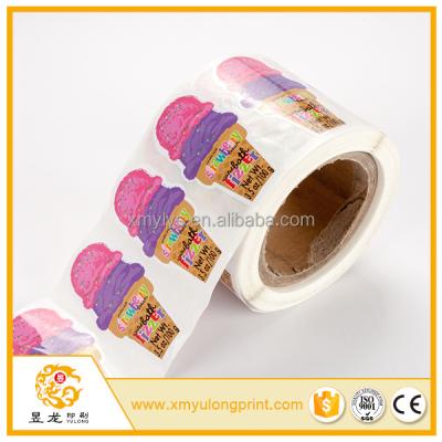 China Waterproof Pearl Film Label Ice Cream Sticker Die Cut Sticker Design Sticker for sale