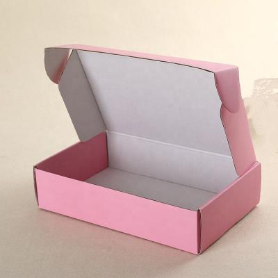 China Custom Recycled Materials Logo Black Printed Mailers White Cheap Recycled Wholesale Small Cardboard Pink Large Packing Shipping Box For Clothes for sale