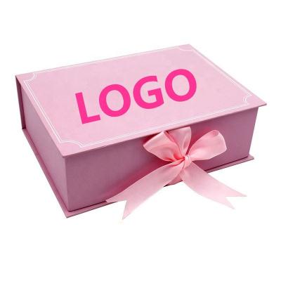 China Custom Logo Luxury Ribbon Closure Hair Extension Materials Wig Packaging Recycled Folding Paper Box Wholesale for sale