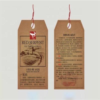 China Sustainable Custom Kraft Paper Hang Tags For Wine Bottle for sale