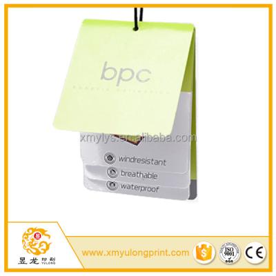 China Viable Fold Over Hang Tag With Coated Paper Logo Printing Die Cut Gloss Finish for sale