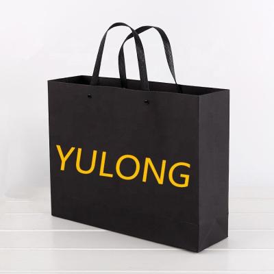 China Custom Logo Printing Black Paper Packaging Wholesale Recyclable Bags With Your Own Logo For Shopping for sale