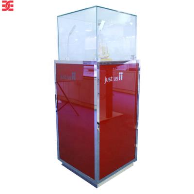 China EXCEL Design Jewelry Display Case Red Color Museum Tempered Glass Display Cabinet Unique Modern Antique Display Cabinet With Lock for sale