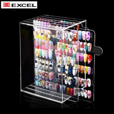 China Wholesale Custom Detachable EXCEL 6 Layers Nail Acrylic Book Case Display Board Holder For Nail Art Tips for sale