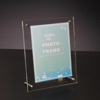 China 5 x 7 Eco-friendly Material Acrylic Clear Trading Card Display Stand Magnets Sign Holder Transparent Color Customized Custom Logo With Feet Standoff for sale