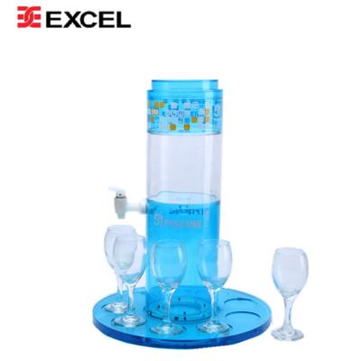 China Free Customized Customized Blue Color Acrylic Wine Liquor Bottle Cylindrical Shape Display Stand From Morden EXCEL Professional Supplier for sale