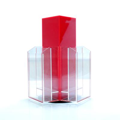 China Triangle Rotating Rotating Acrylic Brochure Greeting Card Leaflet Display Stand for sale