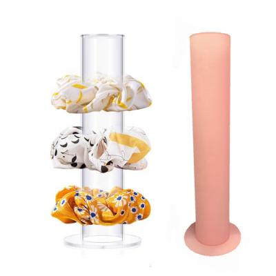 China Stores EXCELLENT factory custom wholesales cylinder shaped scrunchie ties hair band stand acrylic stand holder for sale