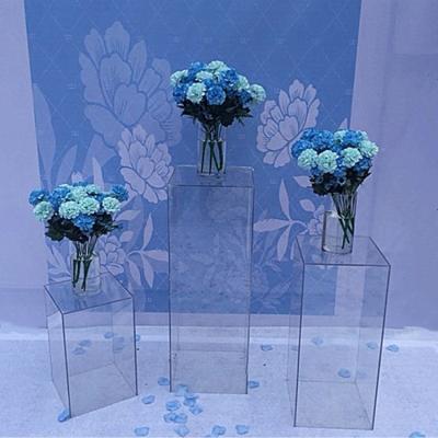 China LED Lamp Font Customization Is Acceptable Square Cylinder Pedestal Clear Acrylic Stands Show Pedestal For Wedding Party Display Floral Installations Wedding Supplies for sale