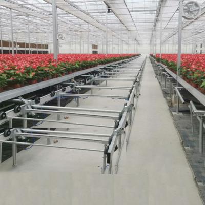 China Mesh Agricultural Greenhouse Nursery Ebb and Flow Rolling Table Logistics Rolling Bench for sale