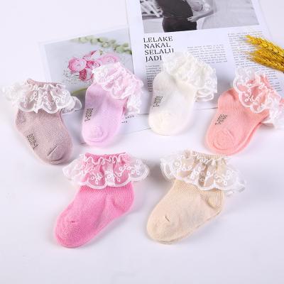 China Lovely Kids Antibacterial Sock Fashion Custom Kids Lace Up Socks With Lace for sale