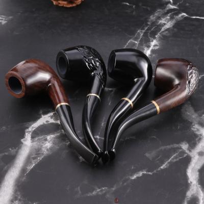 China High Quality CLASSIC Tobacco Filter 9mm Smoking Pipe Ebony Wood Smoking Pipe With Metal Ring for sale