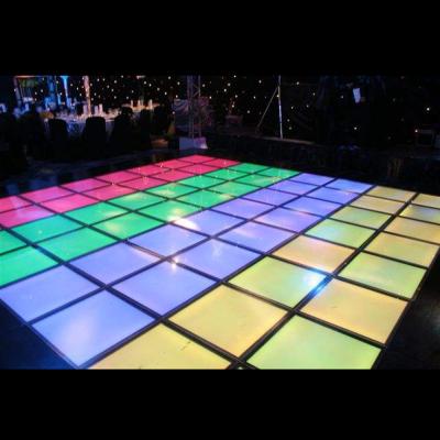 China Stage Dance Floor 3d Effects Wireless Lighting Hi Up Mirror Dance Floor DMX Led Panels 50Cm Tempered Glass For Weddings Decoration for sale