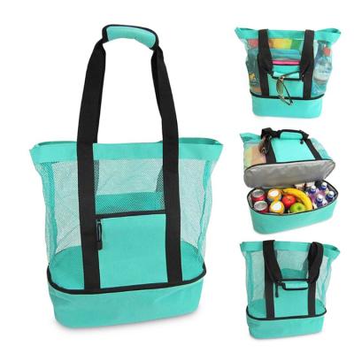 China Waterproof Mesh Beach Tote Bag With Insulated Picnic Cooler for sale