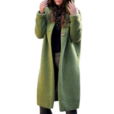 China New Fashion Fall Autumn Breathable Winter Knitted Hooded Cardigan Women's Ladies Long Coat Sweaters for sale