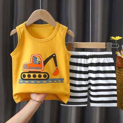 China Summer Vest Kids Boys 2pcs Casual Clothing Set Matching Suits Children's T-shirt+Shorts for sale