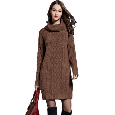 China High neck knitted sweater washable plus size turtle neck sweaters dress simple office lady color hhome dress cardigan women suit for sale