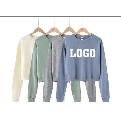 China Simple brown ladies anti-pilling sweaters wholesale custom green cropped sweater shirts hoodies knit two piece set for sale