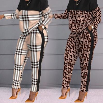 China QUICK DRY Spring fall clothes ladies new sports jogger printing long sleeve loose t shirt trousers set casual two piece pants women's sets for sale