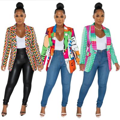 China Anti-wrinkle Popular Products Fall Fashion Blazer Women's Clothing Printed Plus Size Long Sleeve Blazer Single Breasted Women Blazers for sale