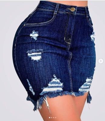 China Anti-Static F0930 high waist ripped denim jeans skirts summer skirts women mini short skirts for women ladies for sale