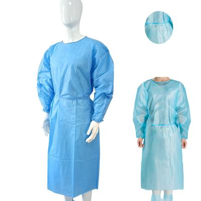 China Breathable disposable non woven pp pe coated isolation gown with elastic cuff for sale