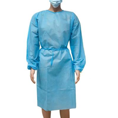 China Factory Wholesale Breathable PPE Disposable Isolation Developed High Quality Blue Surgical Gown With Knitted Cuff for sale