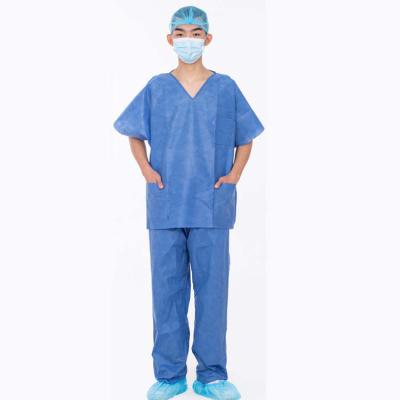 China New Disposable Breathable Warm V-Neck Medical Non-Sterile Hospital Scrub Suit Uniform Sets for sale