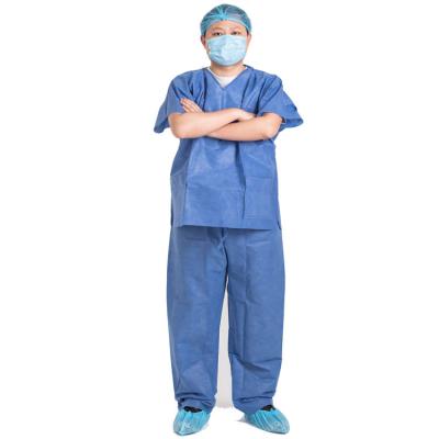 China Breathable Disposable Nonwoven Blue Scrub Suits Medical Unisex Doctors Scrub Suit Uniform for sale