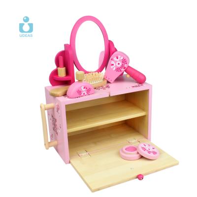 China Eco-friendly material UDEAS montessori toys diy wooden toys kitchen role play beauty wooden set for sale