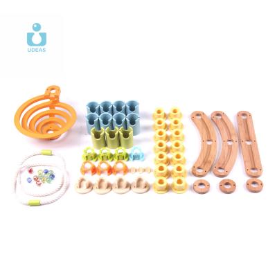 China STEM toy for kids UDEAS 48pcs diy blocks marble running wooden blocks building marble race for sale