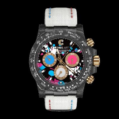 China CRONUSART Unisex Inked Street Graffiti Elements Fashionable Design Sapphire Mechanical Watch Carbon Fiber Double Sided Watch Case for sale