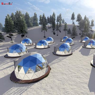 China Baivilla Polycarbonate Geodesic Dome Waterproof Luxury Prefab Transparent House Tent 3-30m Glass Igloo for sale