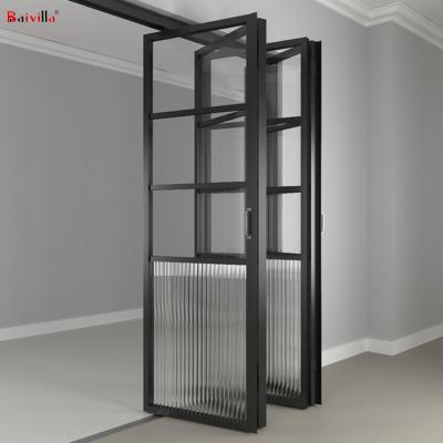 China Modern factory direct slim aluminum accordion sliding doors folding door with grill for sale