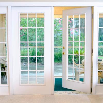 China Cheap Price Swing Double Leaf Door With Tempered Glass Soundproof Thermal Break Aluminum Profile Laminated French Doors Design for sale