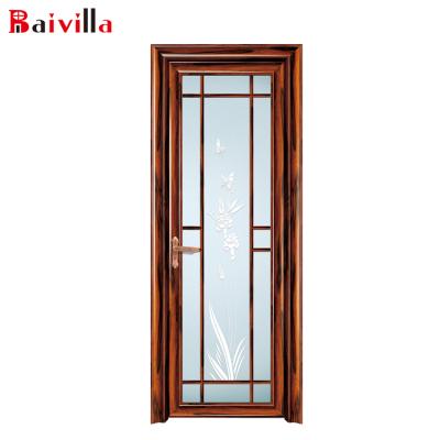 China Swing China Suppliers Baivilla Window Doors Design Bathroom Indian Grain Aluminum Alloy Toilet Doors for sale