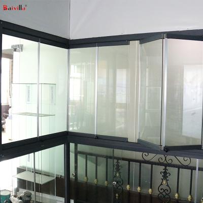 China Sliding Slide And Fold Aluminum Frameless Window , Aluminum Window Design Corner Tempered Glass for sale