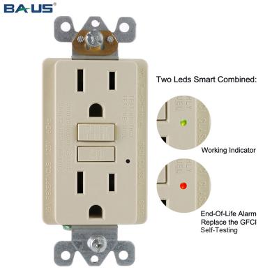 China Waterproof GF 15a 125v Gfci Self Test Outlet , Wall Plug Gfci Outlets for sale