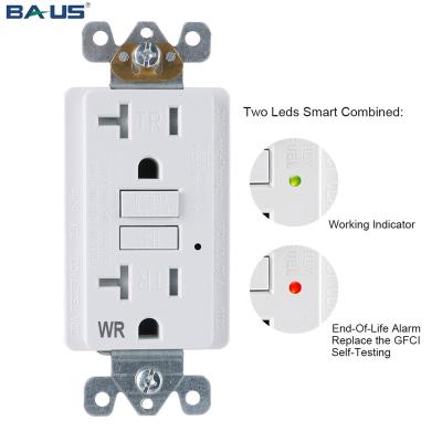 China US Self Test 20a 125v GW US Self Testing Slim Outlet Receptacles Wholesale gfci gfci receptacle with TR Wr for sale