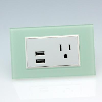 China Style modern American standard decor glass socket with USB 118TB-USB 118TB-USB for sale