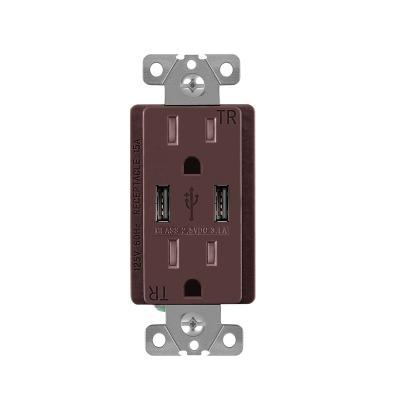 China 2 Dual 3.1A Dual USB Ports Outlet FTR 15A 125V Usb Charger Socket Fast Charging Power Outlet, Duplex Usb Outlet for sale